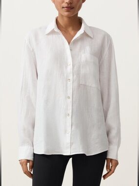 Oysho Classic White Linen Button-Up Shirt